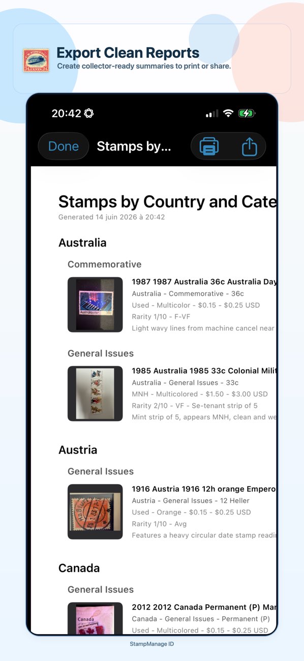 Stamp report export screenshot